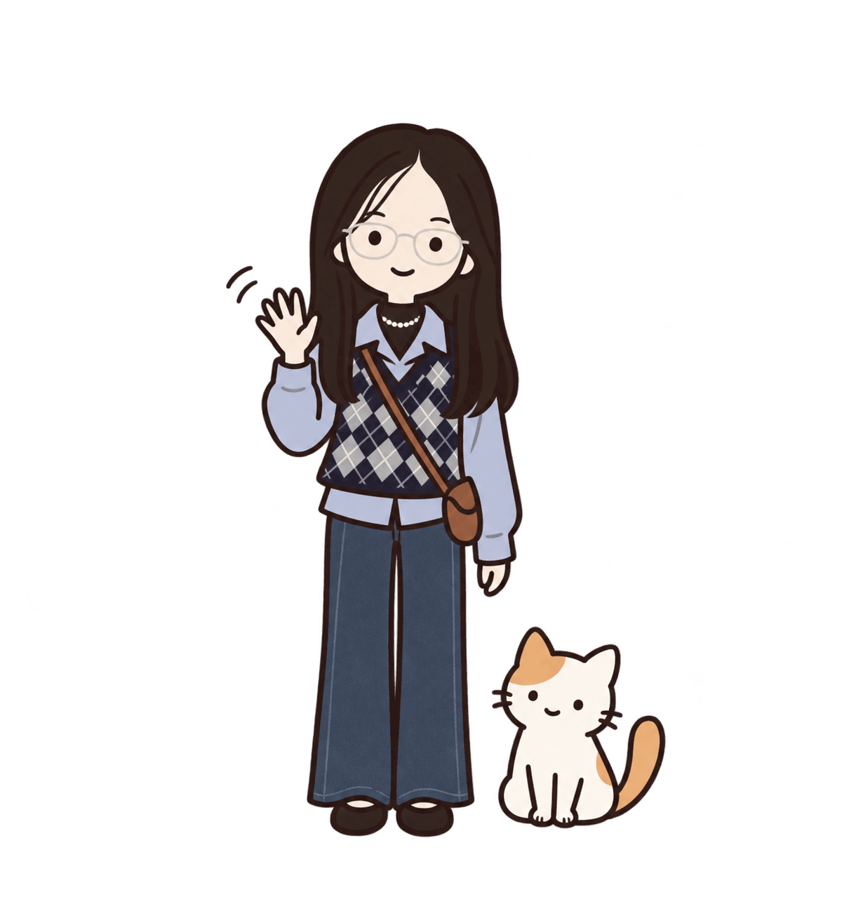 JiaXuan 和小猫的插画
